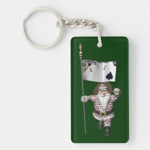 Santa Claus Loves Playing Poker Keychain