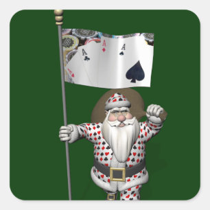Santa Claus Loves Playing  Poker Sticker