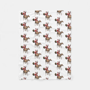 Santa Claus Loves To Ride A Camel Fleece Blanket