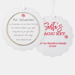 Santa Claus Magic Key Tag (add your own key) Ornament Card