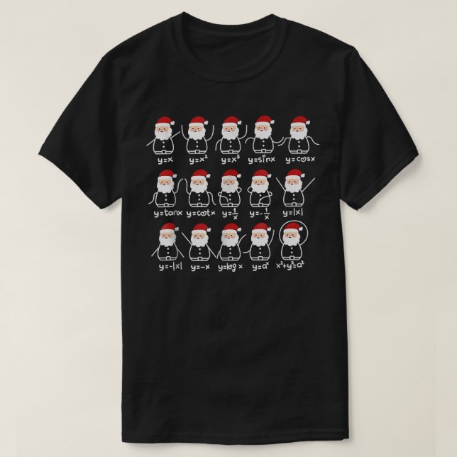 Santa Claus Math Stick Figures Funny Christmas Mat T-Shirt (Design Front)