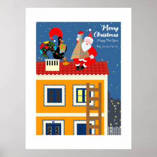 Santa Claus meets the Portuguese Rooster Poster