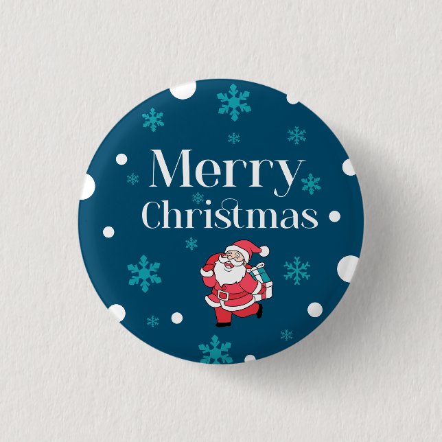 Santa Claus Merry Christmas 1 Inch Round Button (Front)