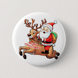 Santa Claus Merry Christmas 2 Inch Round Button