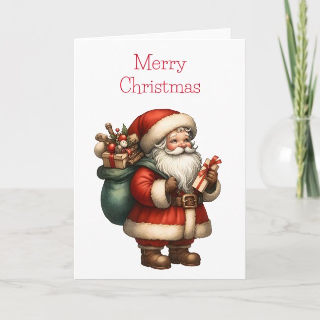 Santa Claus Merry Christmas Blank Holiday Greeting Card (Front)