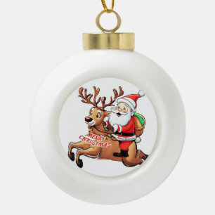 Santa Claus Merry Christmas Ceramic Ball Christmas Ornament