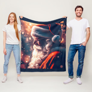Santa Claus Merry Christmas Fleece Blanket