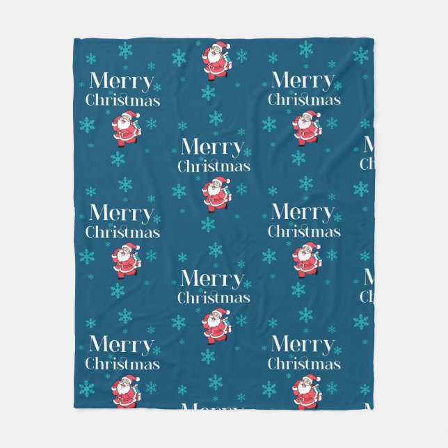 Santa Claus Merry Christmas Fleece Blanket (Front)