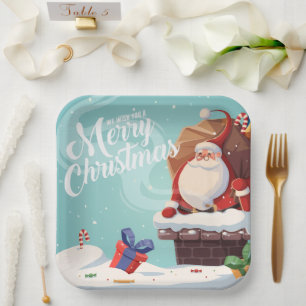 Santa Claus Merry Christmas Paper Plate