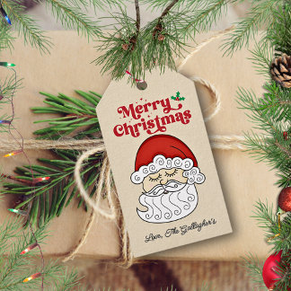 Santa Claus Merry Christmas Retro Gift Tags