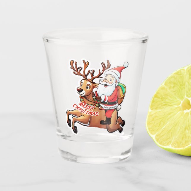 Santa Claus Merry Christmas Shot Glass (Front)