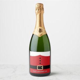 Santa Claus Merry Christmas Sparkling Wine Label