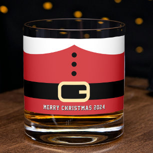 Santa Claus Merry Christmas Whiskey Glass