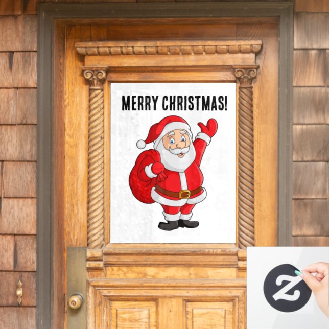  SANTA CLAUS MERRY CHRISTMAS WINDOW CLING (Home Door)