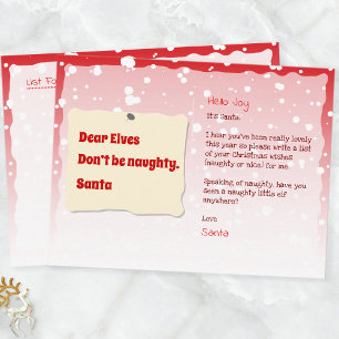 Santa Claus Message to Naughty Elves Holiday Postc Postcard