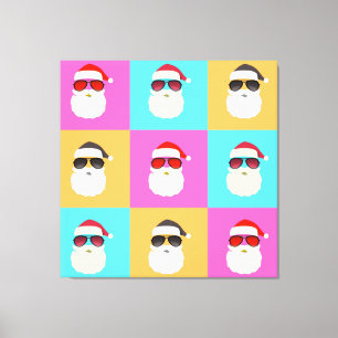 Santa Claus modern neon multicolor photo collage Canvas Print