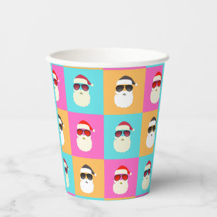 Santa Claus modern neon multicolor photo collage Paper Cups