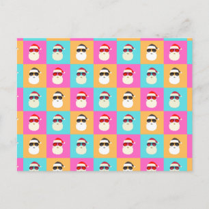 Santa Claus modern neon multicolor photo collage Postcard