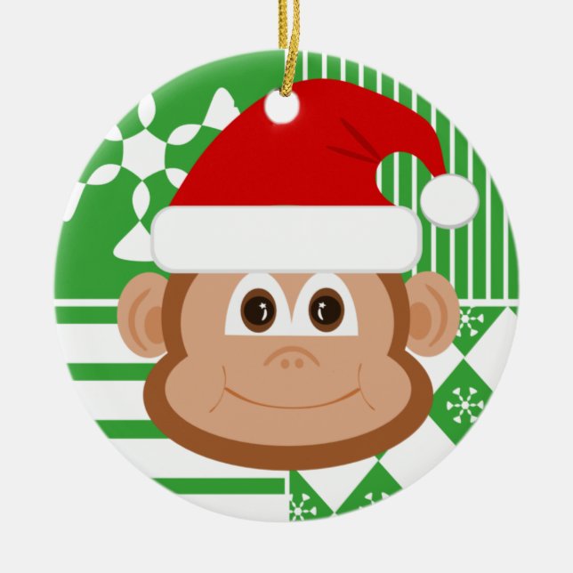 Santa Claus Monkey Christmas Ornament (Front)