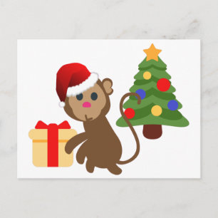 santa claus monkey emoji holiday postcard
