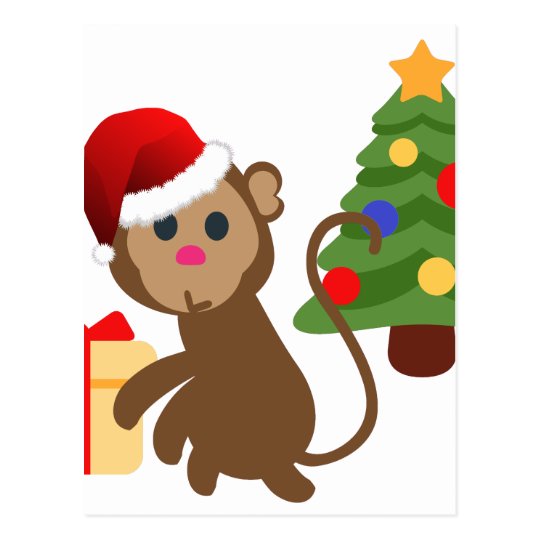 santa claus monkey emoji postcard