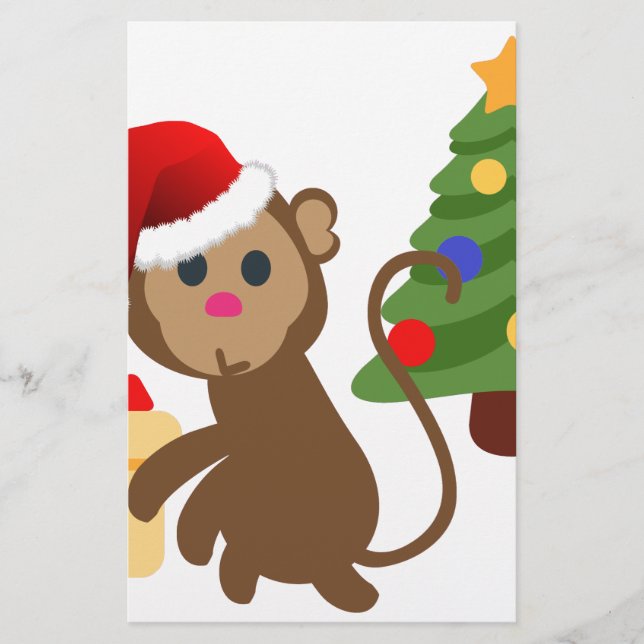 santa claus monkey emoji stationery (Front)