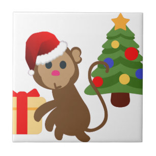 santa claus monkey emoji tile