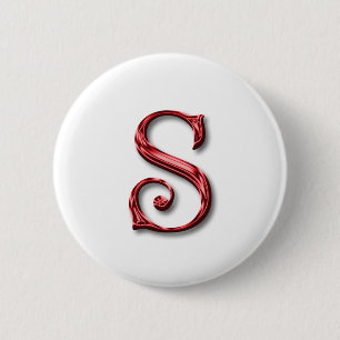 Santa Claus Monogram Letter S Holidays Christmas 2 Inch Round Button
