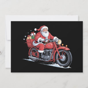 Santa Claus Motorcycle Biker Christmas Xmas Invitation