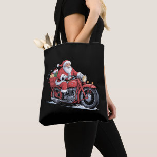 Santa Claus Motorcycle Biker Christmas Xmas Tote Bag