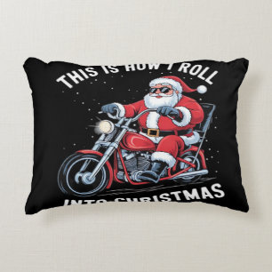 Santa Claus Motorcycle Motorbike Christmas Essenti Accent Pillow