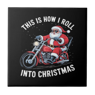 Santa Claus Motorcycle Motorbike Christmas Essenti Tile