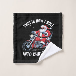 Santa Claus Motorcycle Motorbike Christmas Essenti Wash Cloth