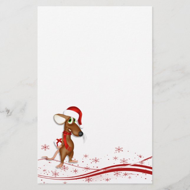 Santa Claus Mouse Christmas Stationery (Front)