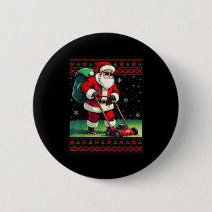 Santa Claus Mowing Lawn Ugly Christmas Holiday Boy 2 Inch Round Button