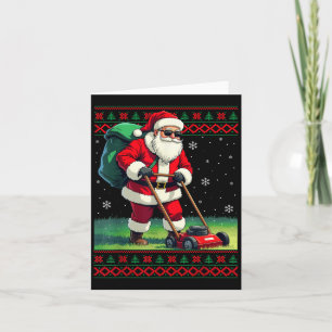 Santa Claus Mowing Lawn Ugly Christmas Holiday Boy Card