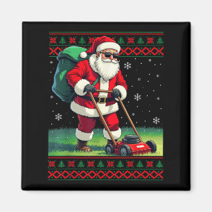 Santa Claus Mowing Lawn Ugly Christmas Holiday Boy Magnet