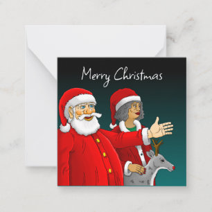 Santa Claus, Mrs. Claus and Rudolph the reindeer Card