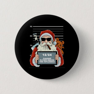Santa Claus Mugshot Christmas Pajama Funny X-mas H 2 Inch Round Button