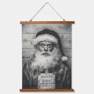 Santa Claus Mugshot: Naughty List Gone Wrong Hanging Tapestry