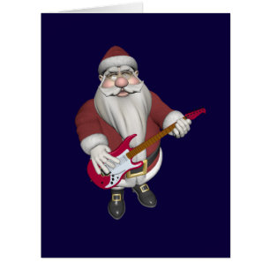 Santa Claus Musical Avec Guitare Électrique Rouge