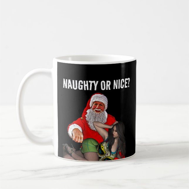 SANTA CLAUS NAUGHTY GIRL NOËL MUGS DE CAFÉ (Gauche)