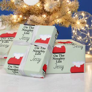 Santa Claus Naughty List Sock Christmas Gift Wrapping Paper