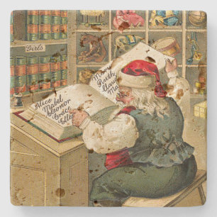 Santa Claus Naughty Nice List Christmas Stone Coaster