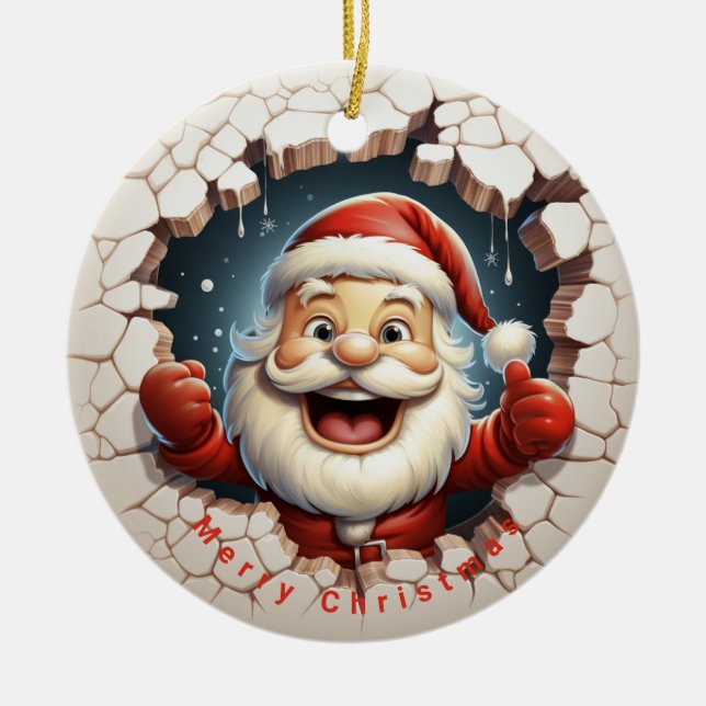 Santa Claus  Naughty or Nice Christmas Ceramic Ornament (Front)