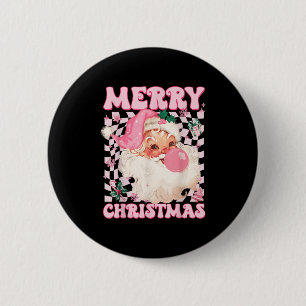 Santa Claus Nk Sungles Blowing Bubble Gum Christma 2 Inch Round Button
