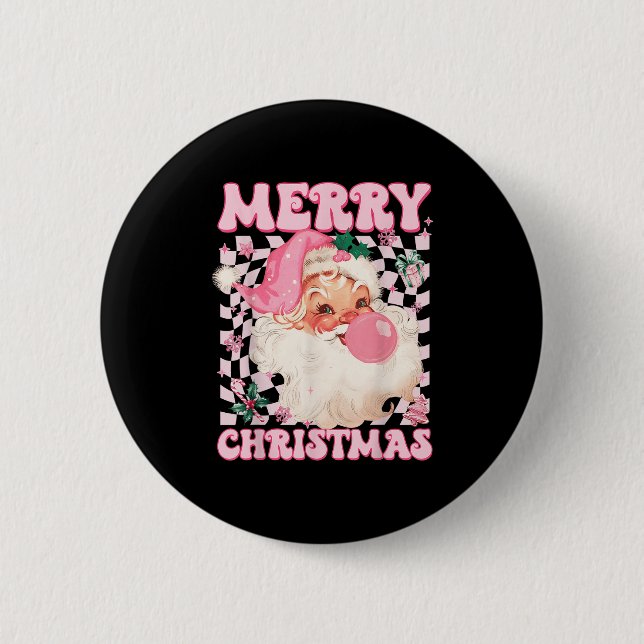 Santa Claus Nk Sungles Blowing Bubble Gum Christma 2 Inch Round Button (Front)
