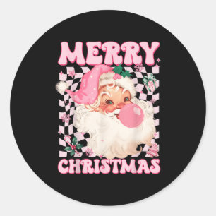 Santa Claus Nk Sungles Blowing Bubble Gum Christma Classic Round Sticker