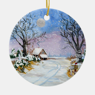 Santa Claus North Pole Ceramic Ornament