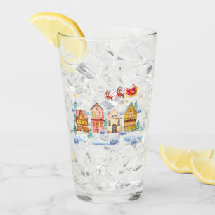 Santa Claus North Pole Christmas Village Glass